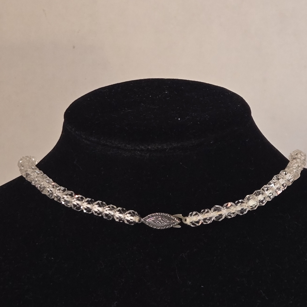 Vintage Art Deco Crystal Beaded Necklace 15.5" - Picture 2 of 6